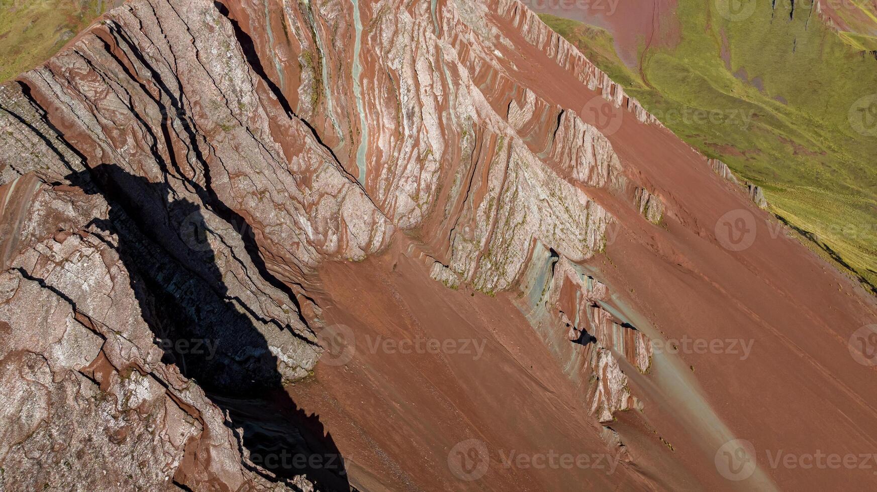 Rainbow Mountain, Peru. Also known as Cerro Colorado near to Cusco. Aerial view. photo