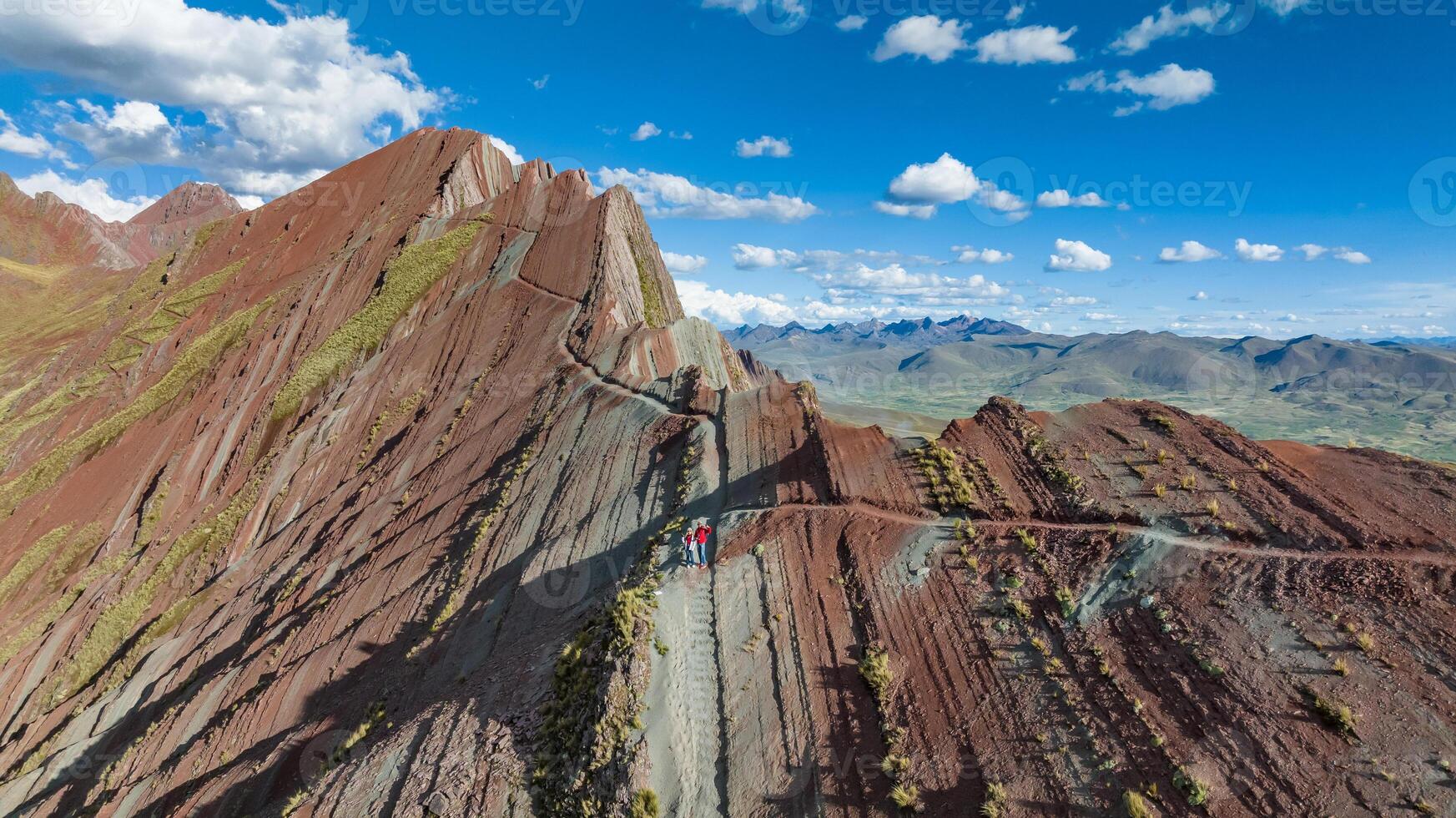 Rainbow Mountain, Peru. Also known as Cerro Colorado near to Cusco. Aerial view. photo