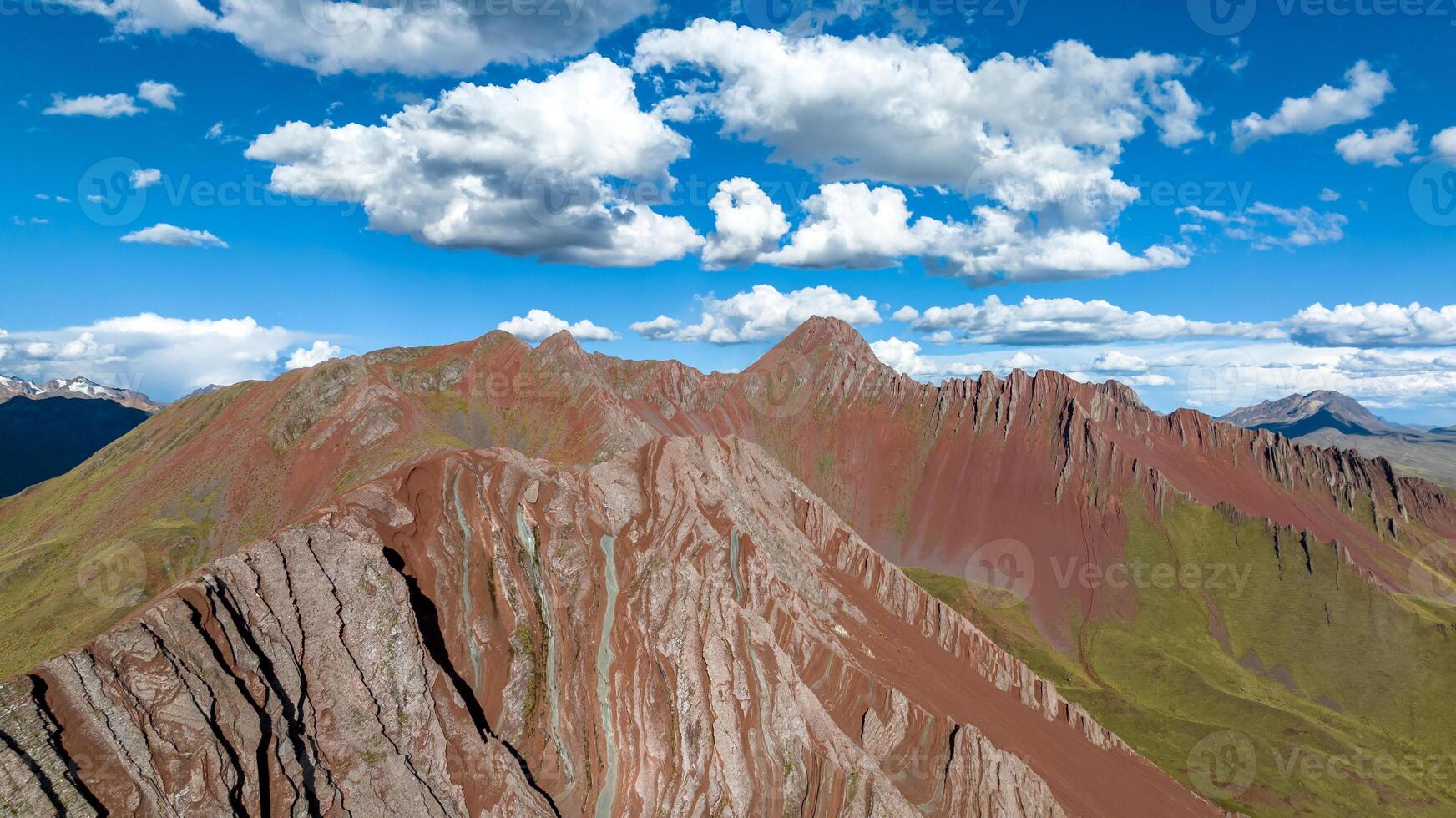 Rainbow Mountain, Peru. Also known as Cerro Colorado near to Cusco. Aerial view. photo