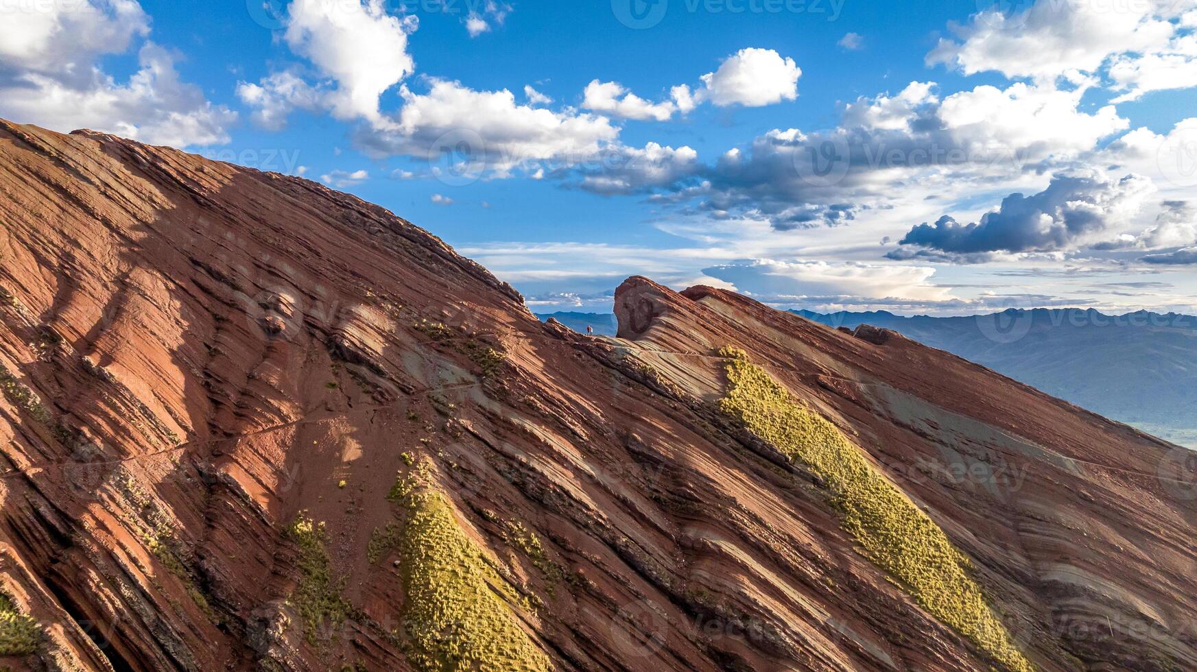 Rainbow Mountain, Peru. Also known as Cerro Colorado near to Cusco. Aerial view. photo