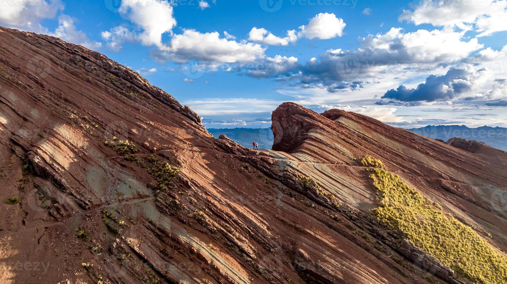 Rainbow Mountain, Peru. Also known as Cerro Colorado near to Cusco. Aerial view. photo
