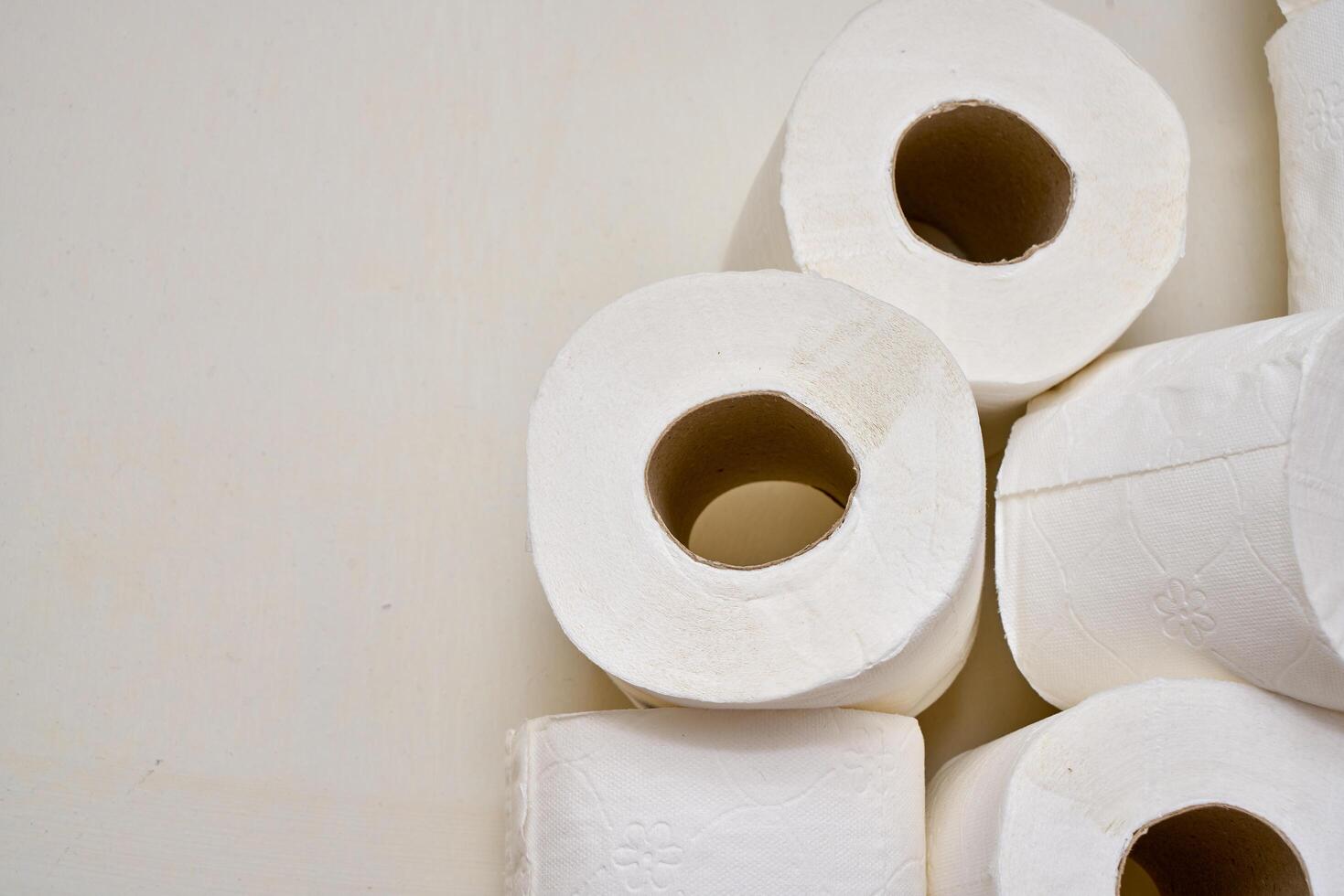 Pile of toilet paper in wc photo