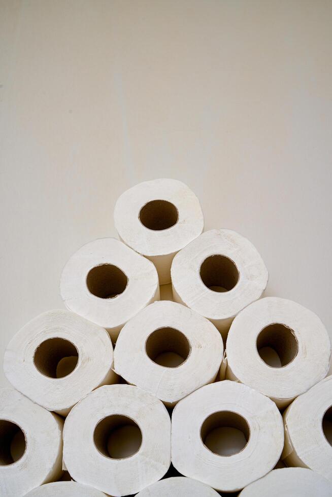 Pile of toilet paper in wc photo