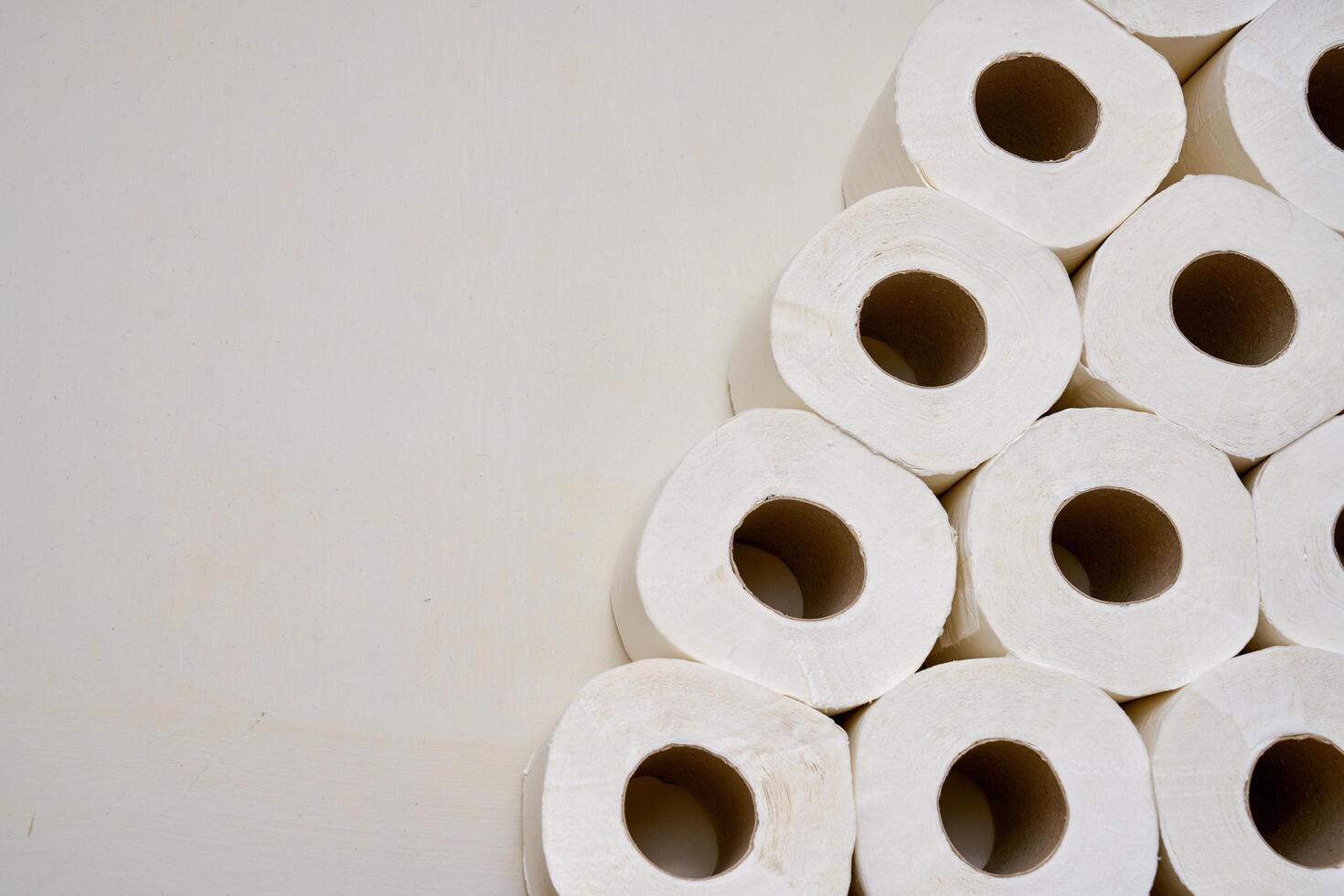 Pile of toilet paper in wc photo