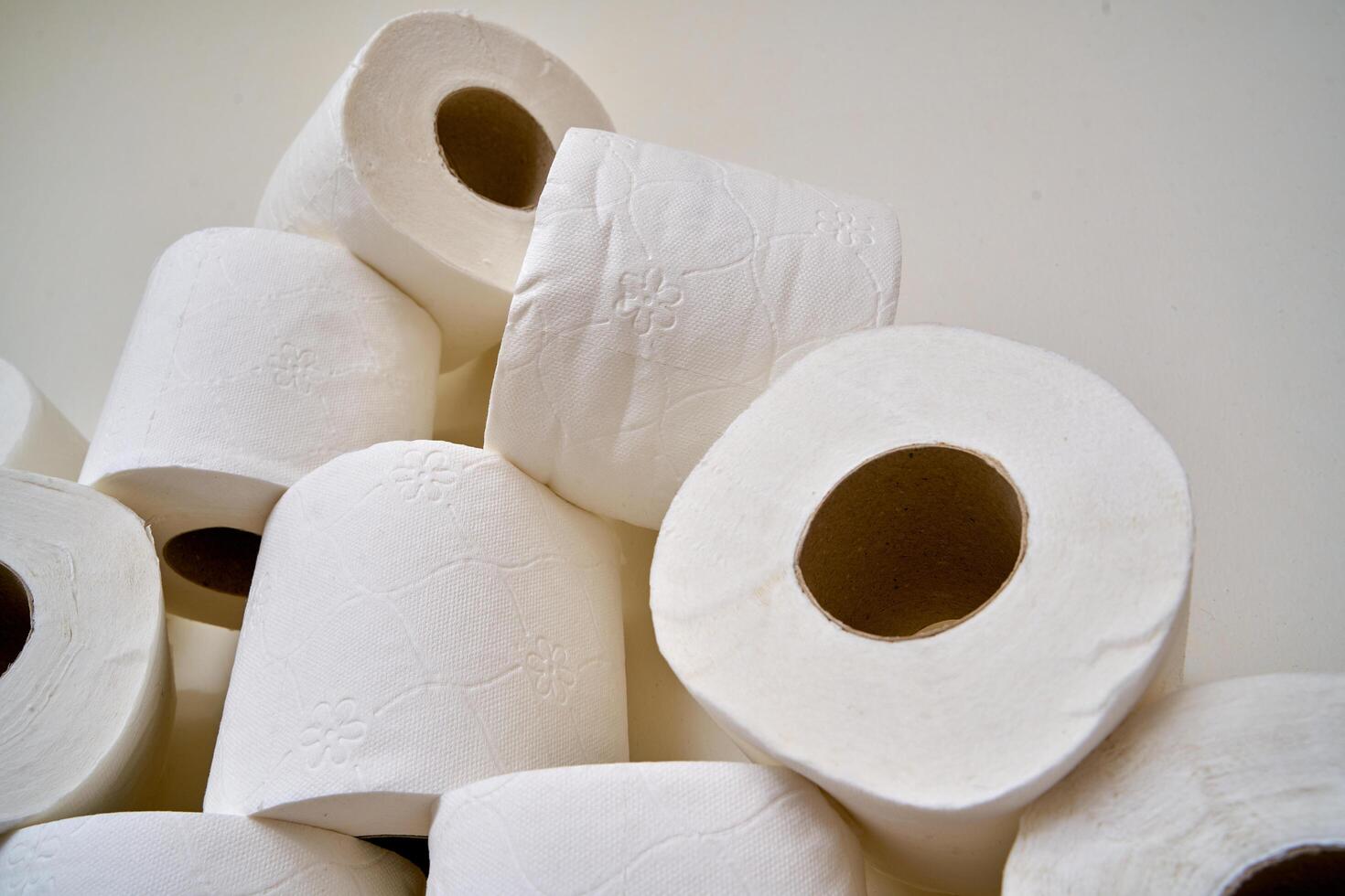 Pile of toilet paper in wc photo