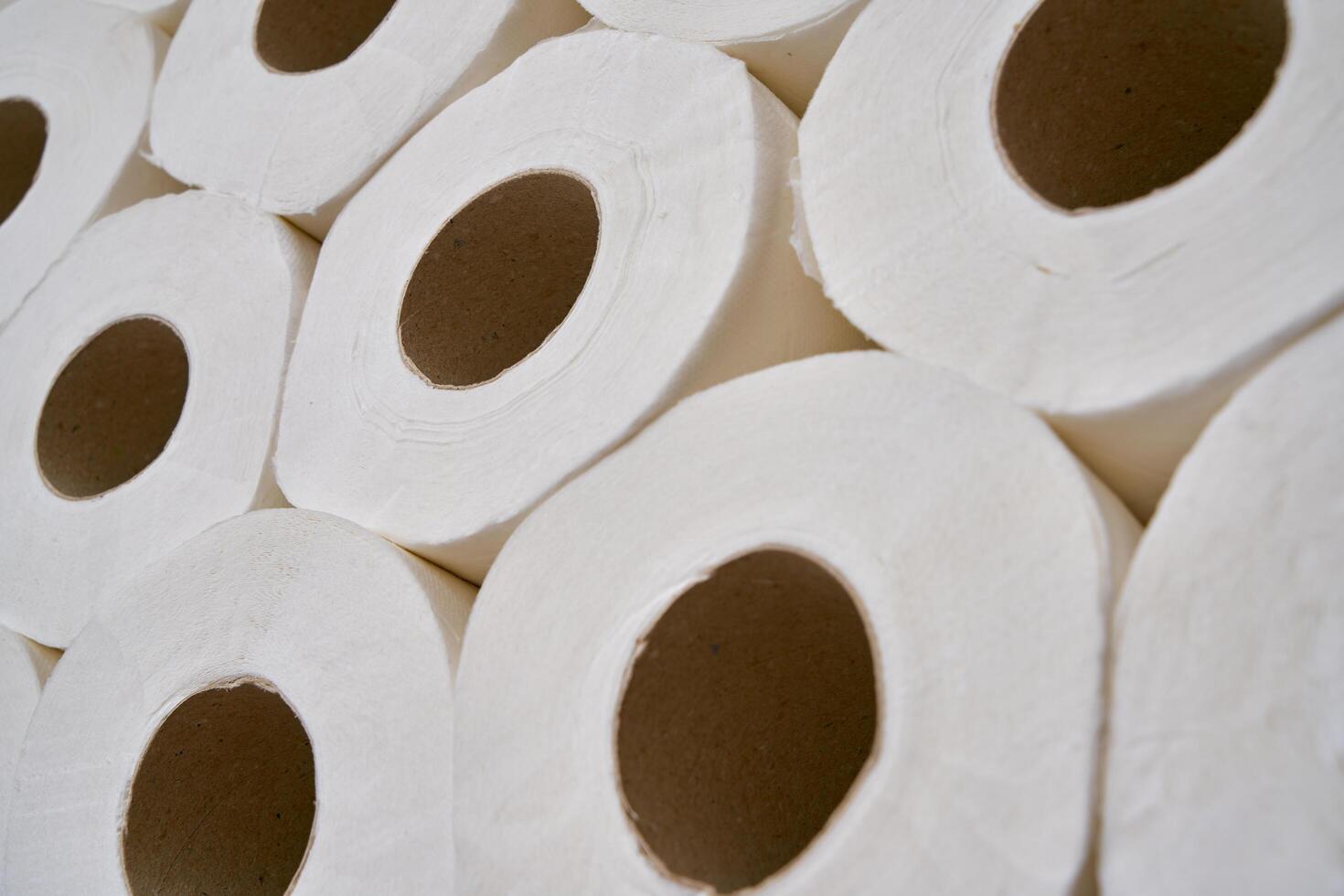 Pile of toilet paper in wc photo