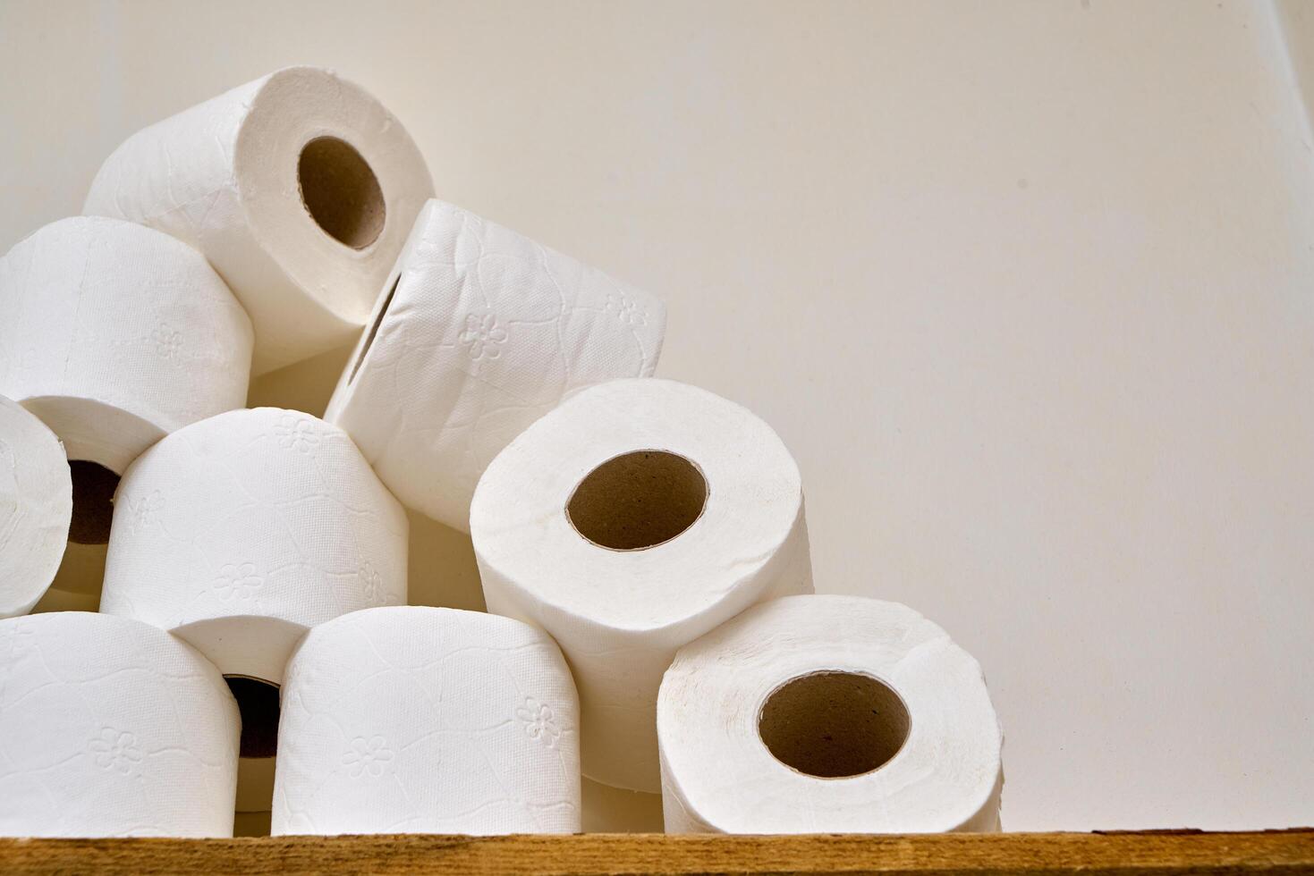 Pile of toilet paper in wc photo