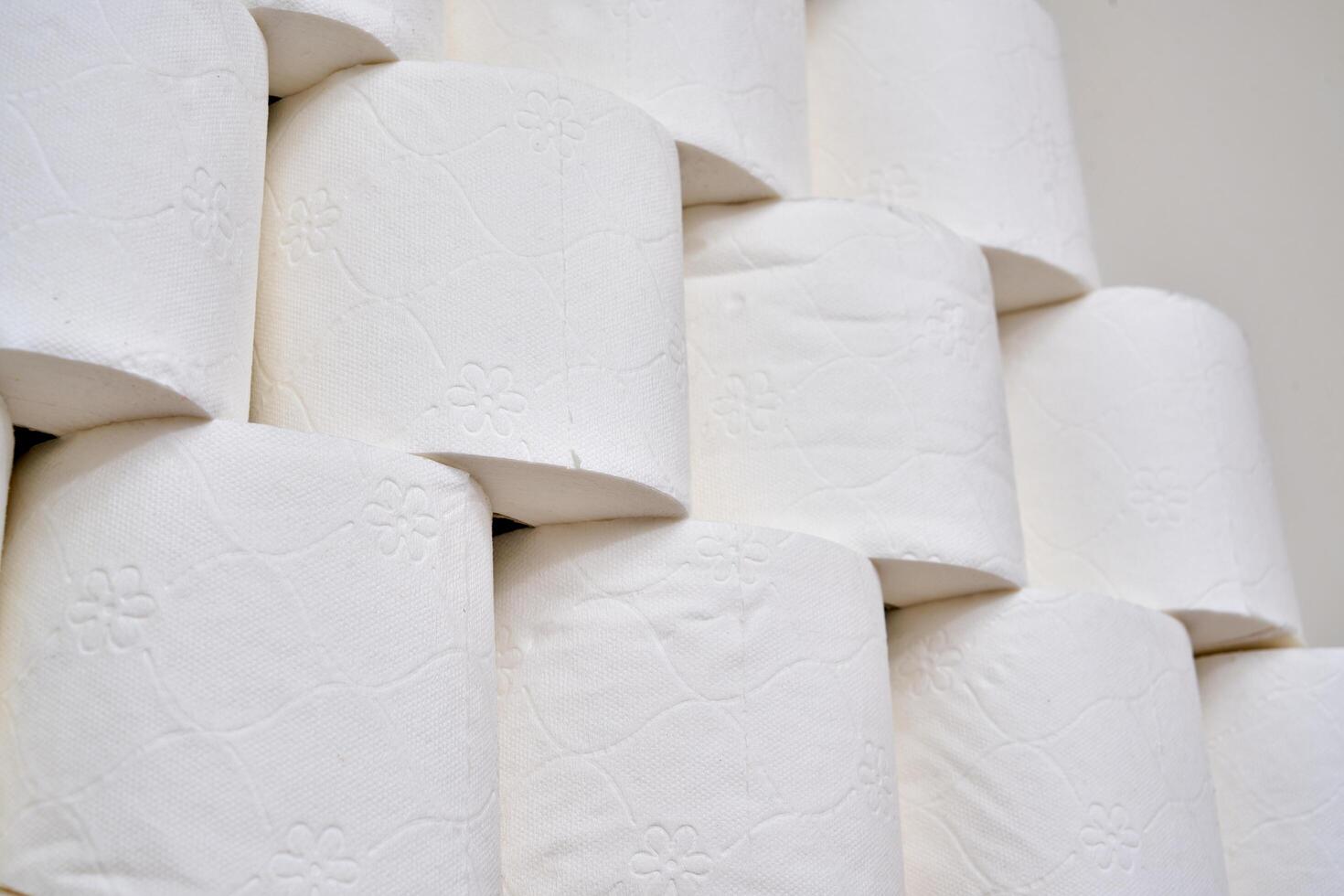 Pile of toilet paper in wc photo