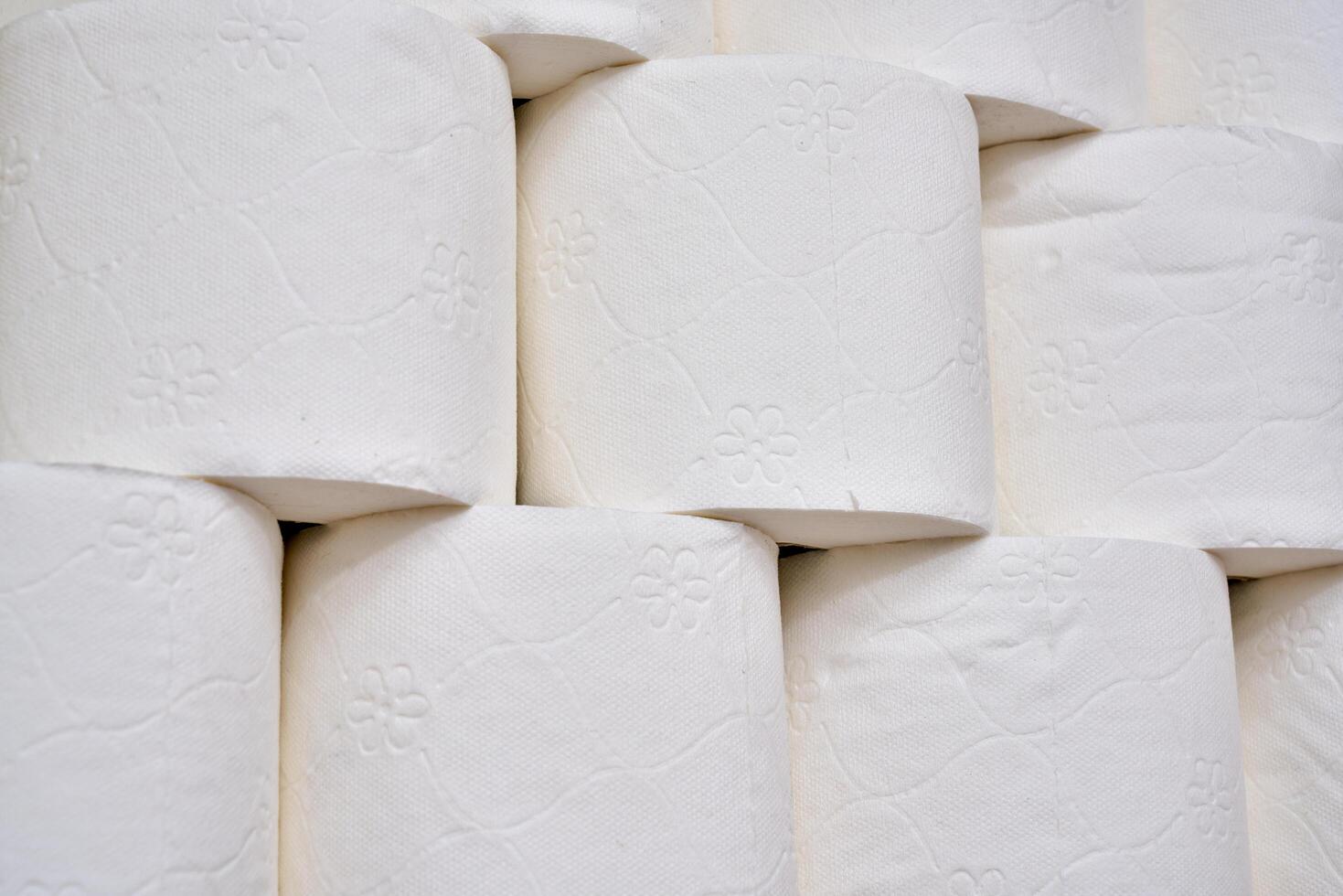 Pile of toilet paper in wc photo