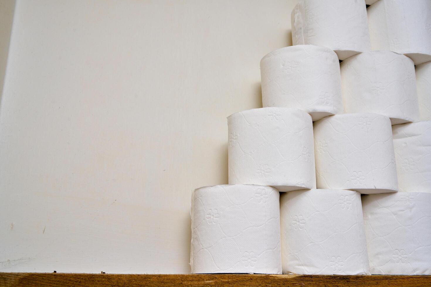 Pile of toilet paper in wc photo