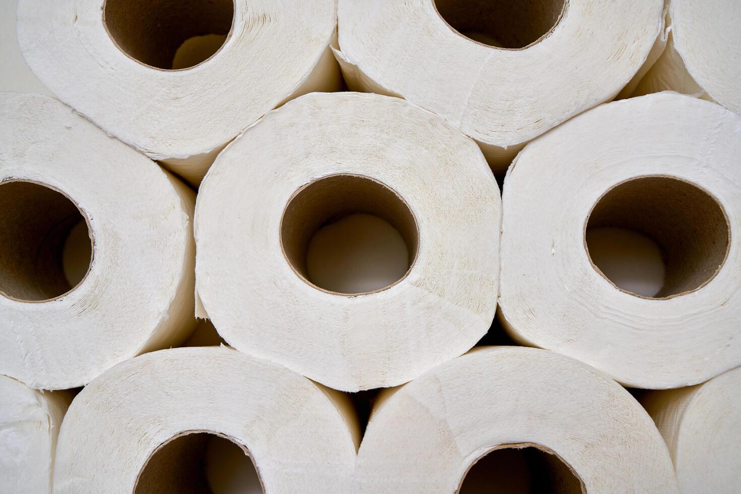 Pile of toilet paper in wc photo