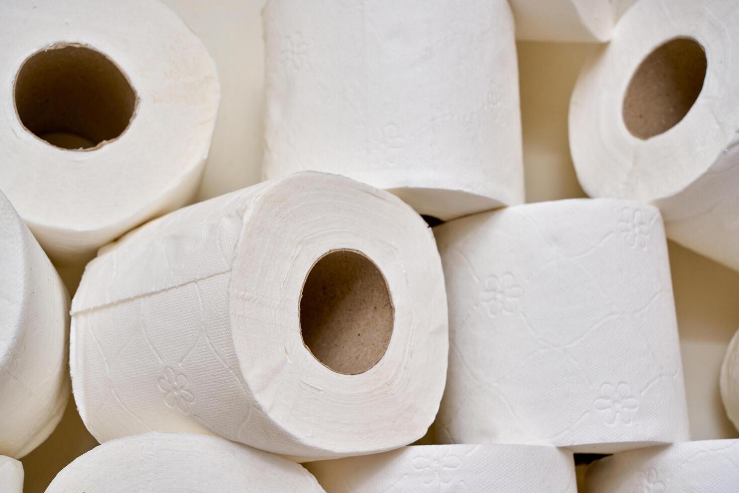 Pile of toilet paper in wc photo