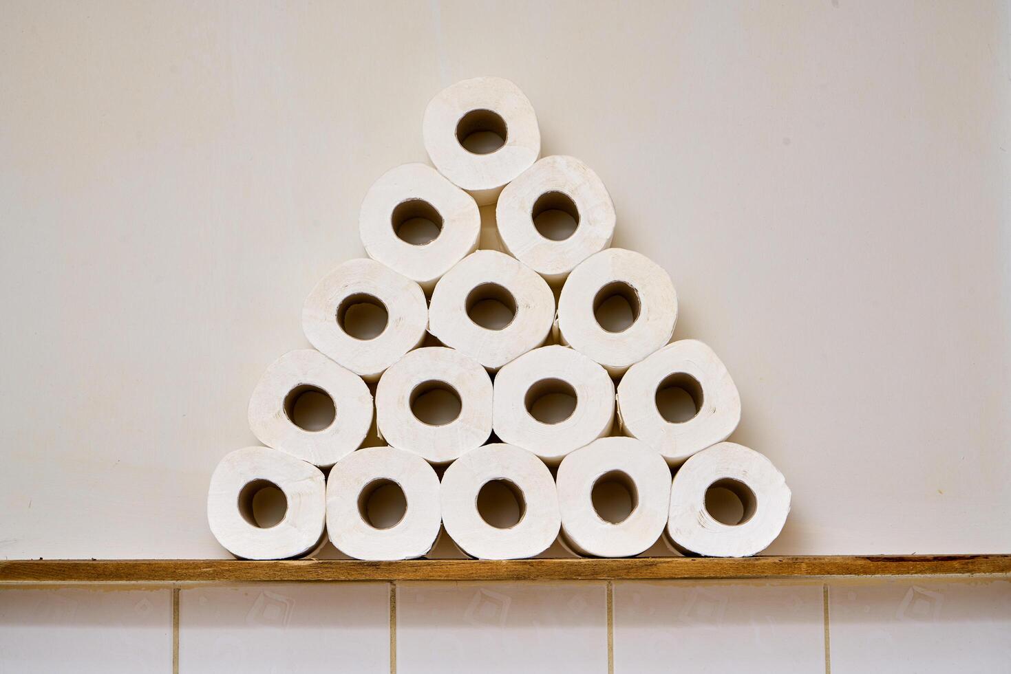 Pile of toilet paper in wc photo
