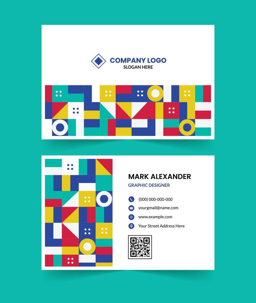 Flat design geometric pattern business card template vector