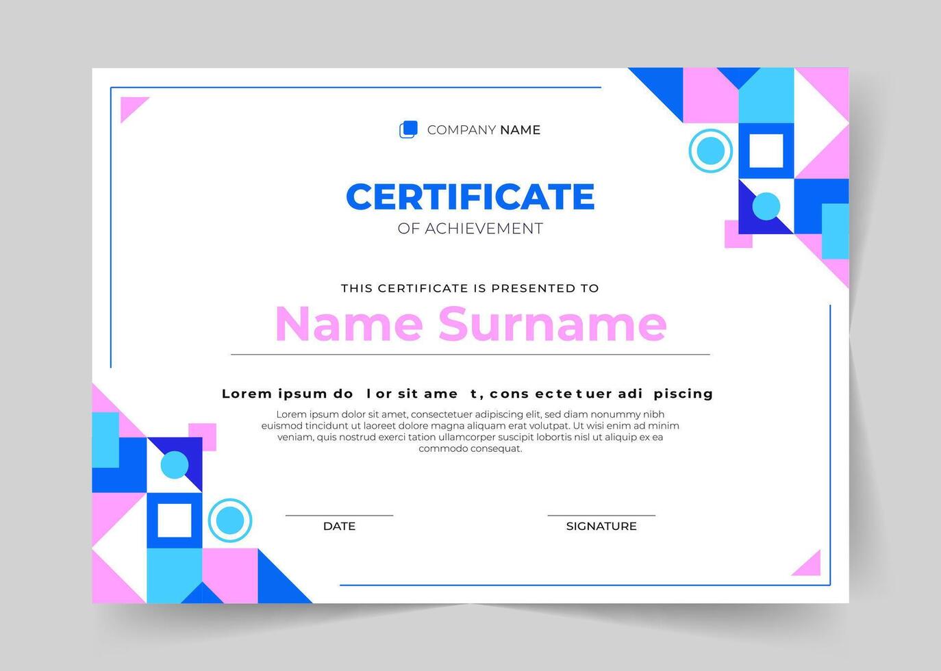 Abstract geometric certificate template vector