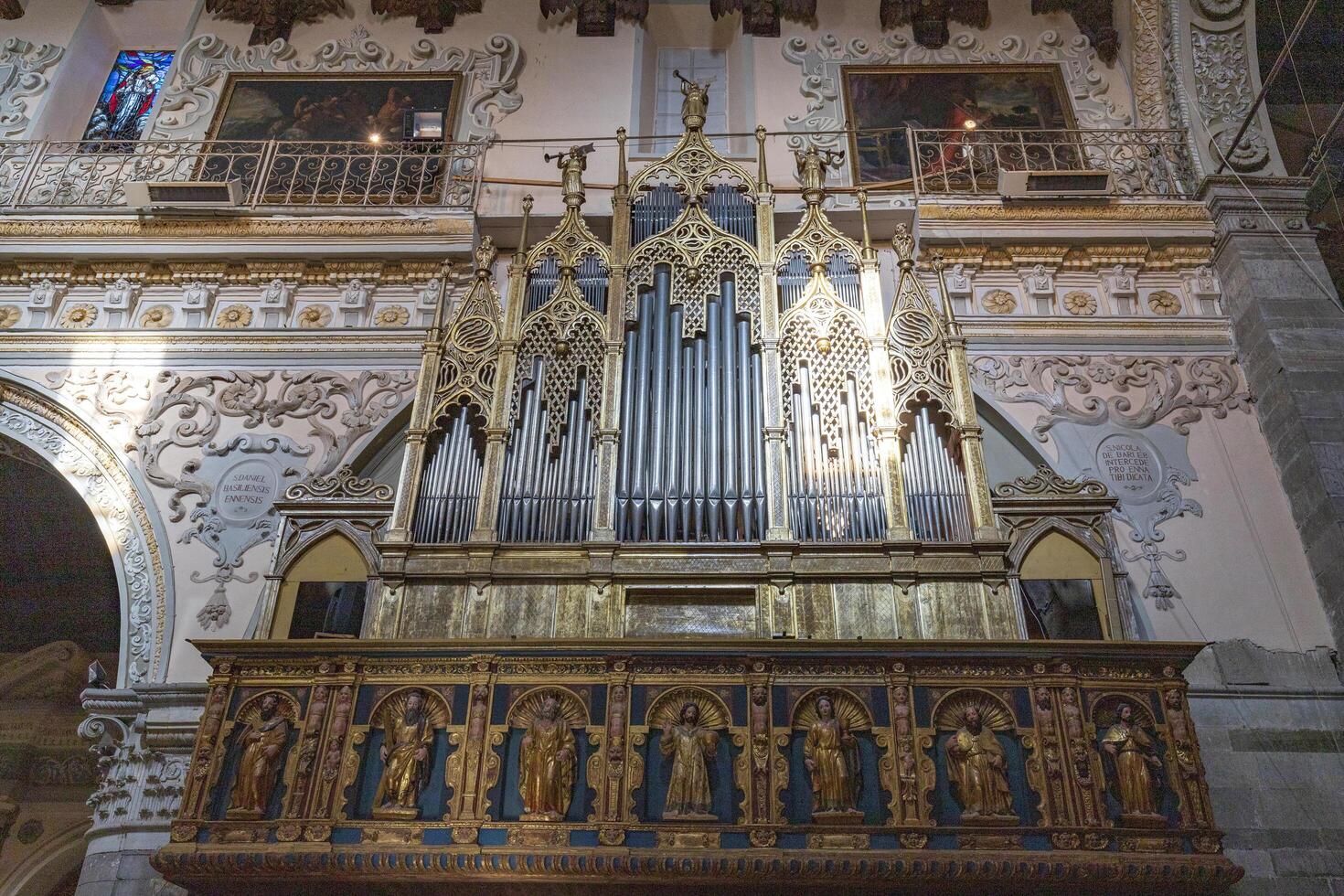 Enna - November 25, 2022 Pipe organ, a part of the Interior of the Enna Cathedral, Sicily, Italy. photo