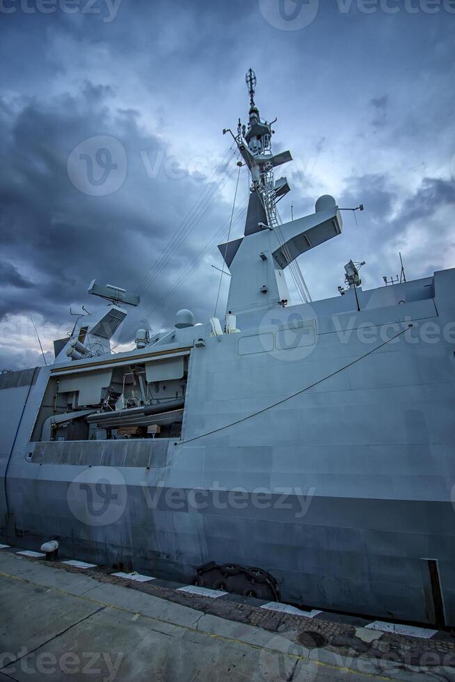 A part of the modern military navy ship. photo