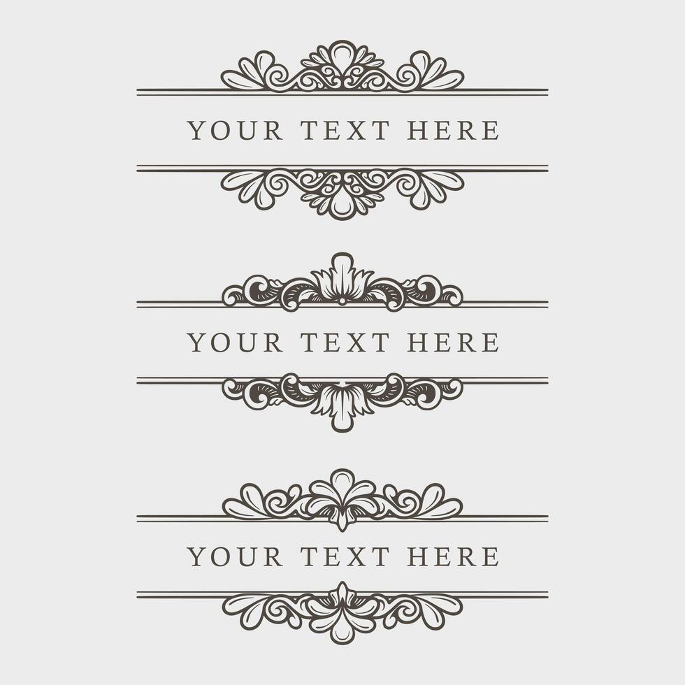 Ornate vintage frames and elements. Classic calligraphy, floral motif vector