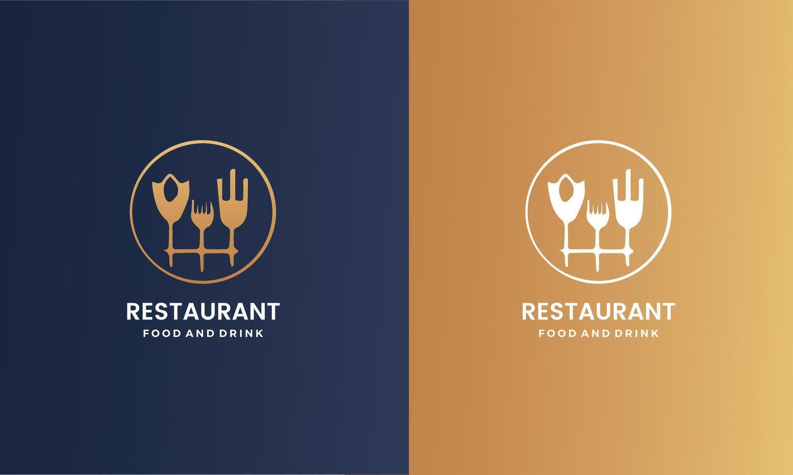 Restaurant food and drink simple flat logo design with creative modern concept premium Pro vector