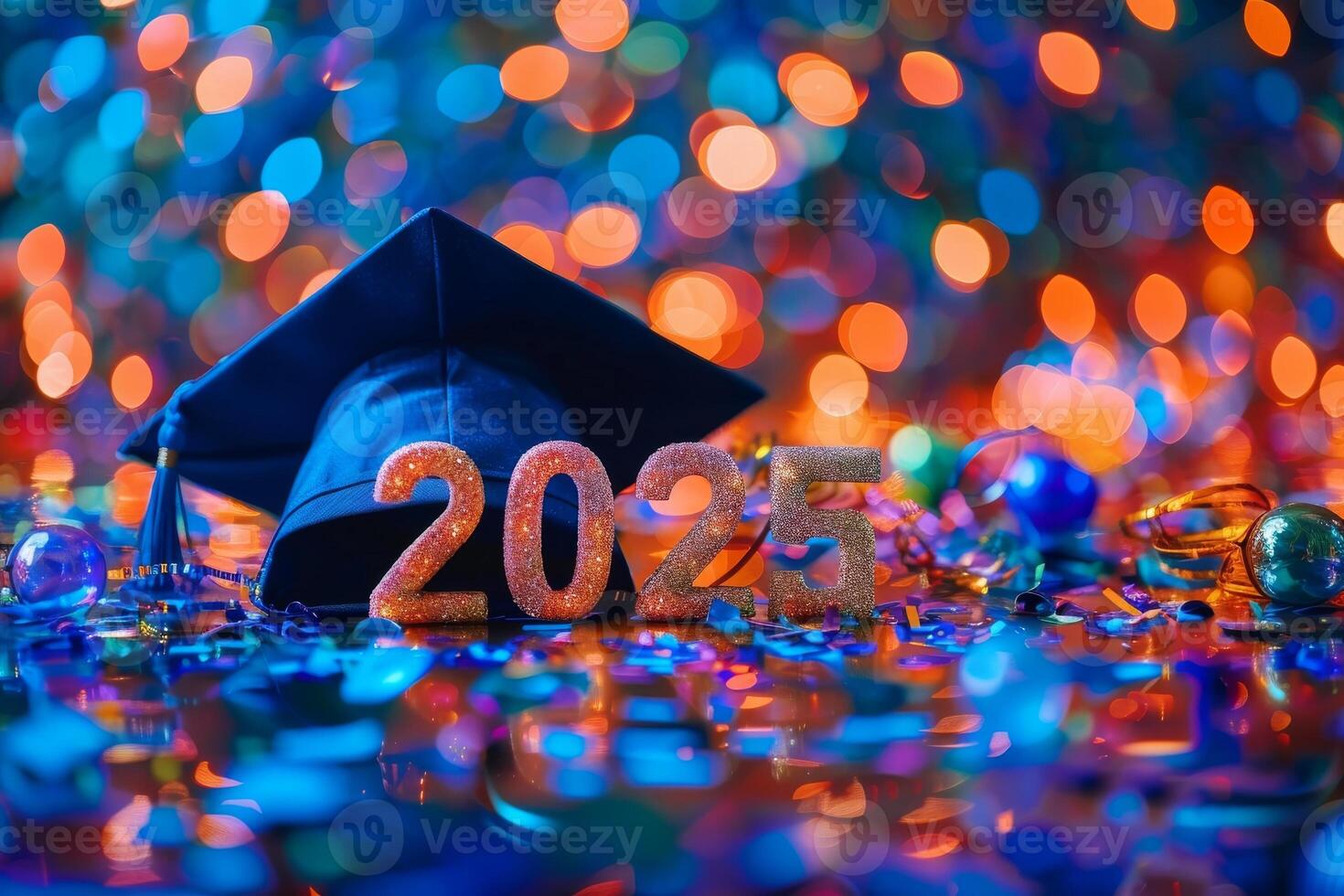 Graduation Cap With 2025 On Confetti Background 47521389 Stock Photo at Vecteezy