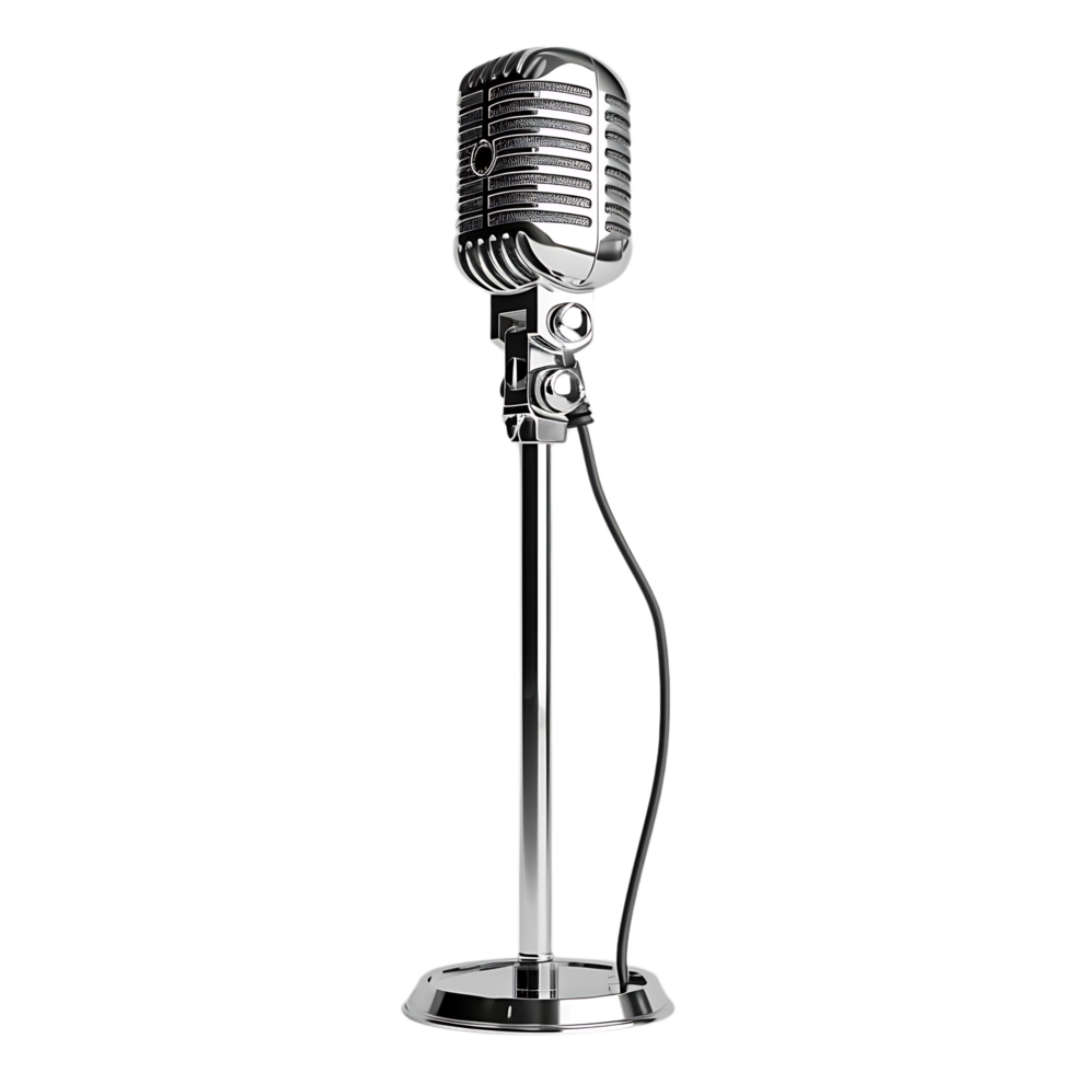 Retro Microphone Illustration on Stand png