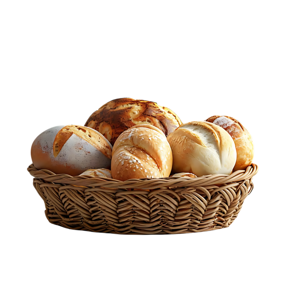 Basket of Bread - Realistic 3D Image png