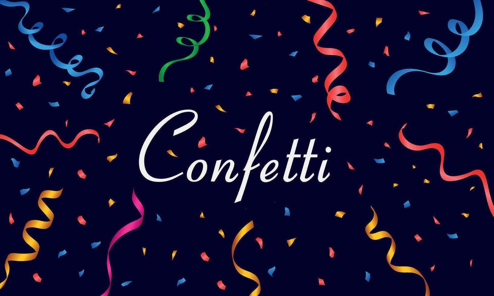 Colorful falling confetti banner with serpentine ribbons, luxury greeting background template vector