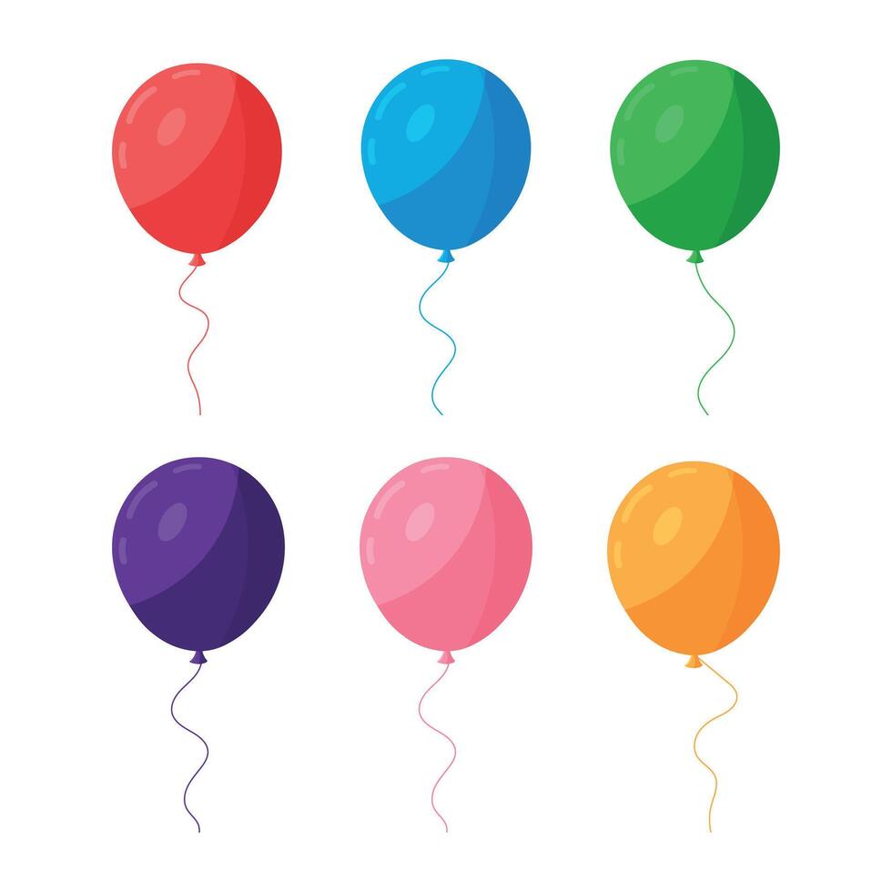Bunch of Balloons flat illustration, flying ballon with rope for birthday, festive occasions, parties, weddings vector
