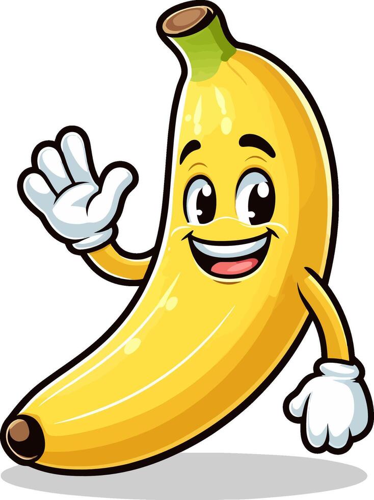 Smiling Banana cartoon mascot illustration, Comic mascot of banana with happy smile face. vector