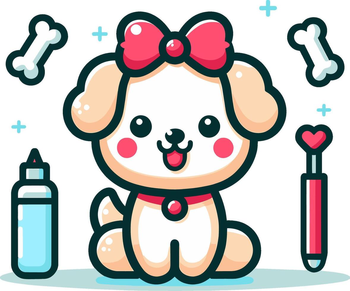 Cute dogs kawaii style, kawaii cartoon illustration. vector