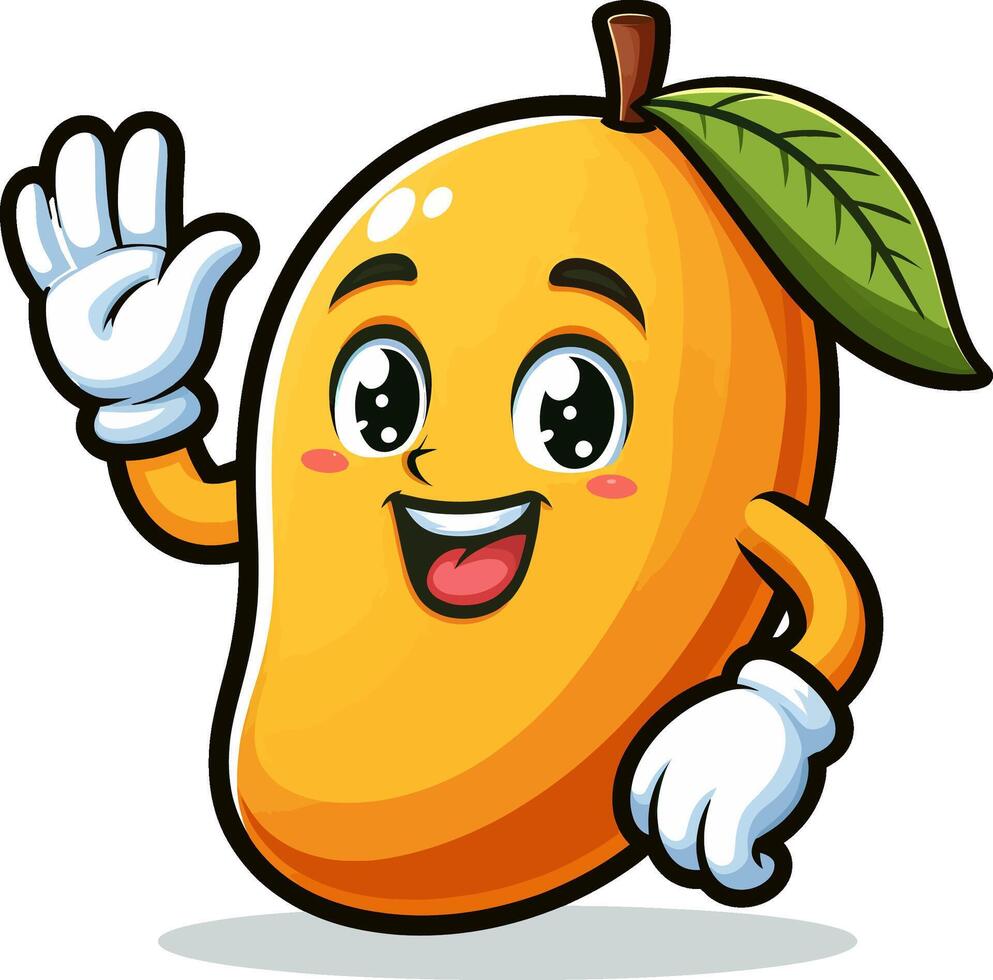Smile mango mascot illustration, Mango Cartoon character On white background. vector