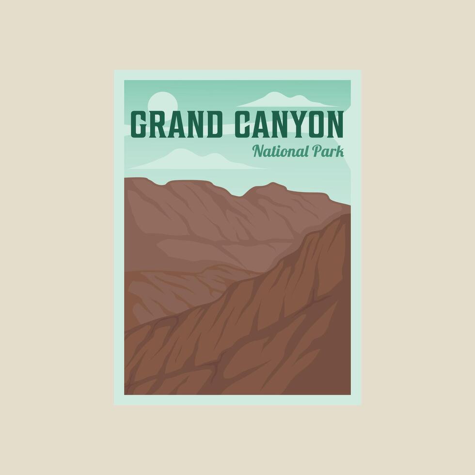 grand canyon national park poster illustration template graphic design. canyon rock mountain banner for travel business with simple landscape view vector