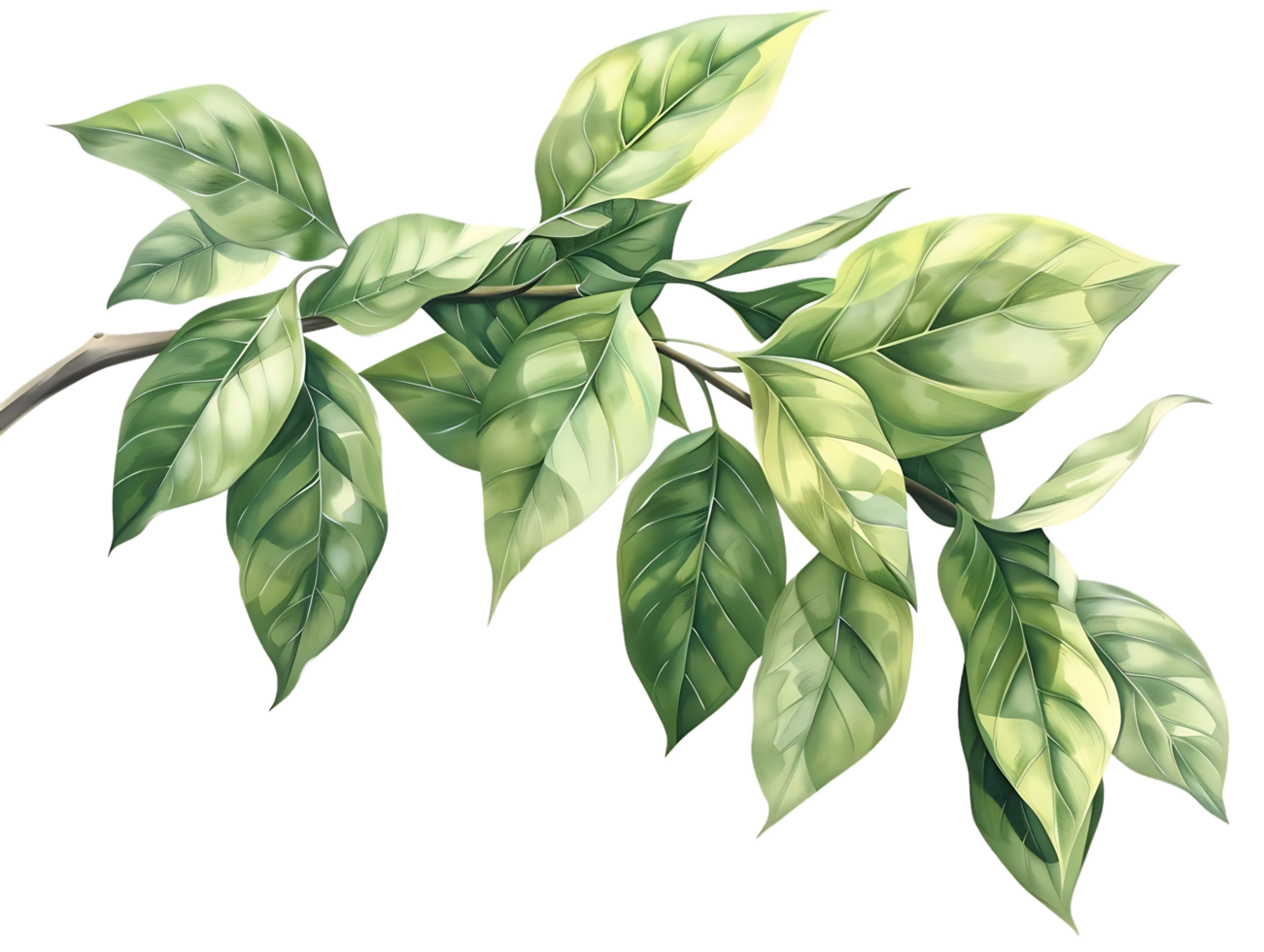 Green Leaves on a Branch Illustration png