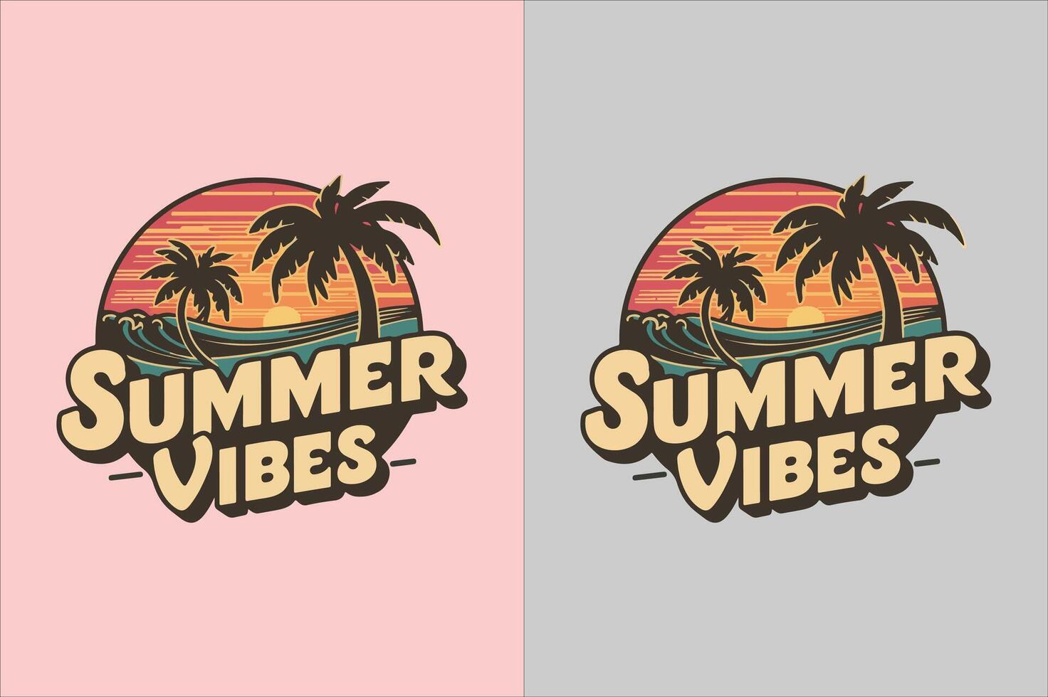 Summer vibes silhouette illustration typography vector