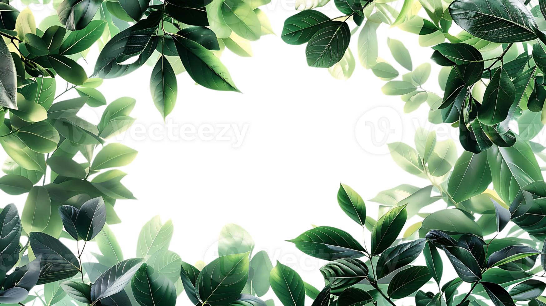 Green Leaf Frame Illustration - A Beautiful Frame of Green Leaves for Your Designs png