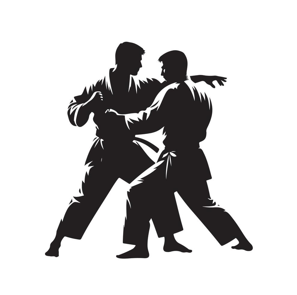 Set of Martial Arts Silhouette Design vector
