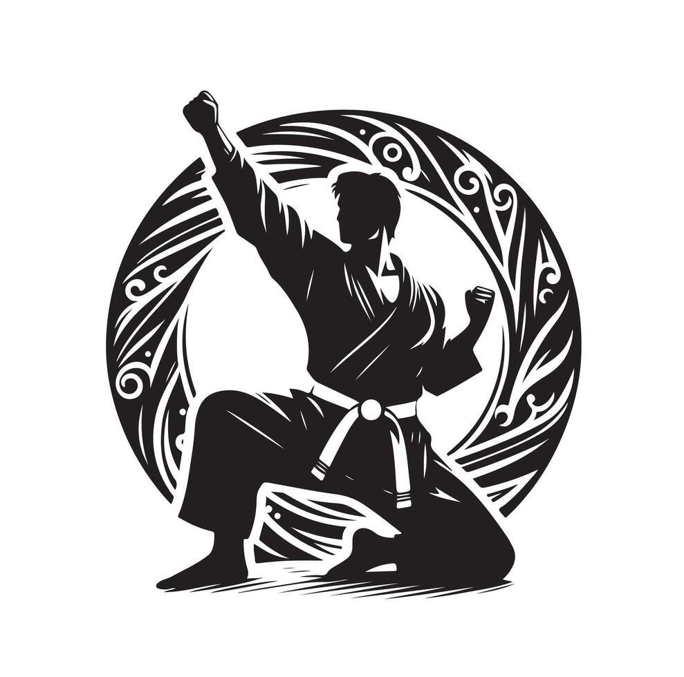 Set of Martial Arts Silhouette Design vector