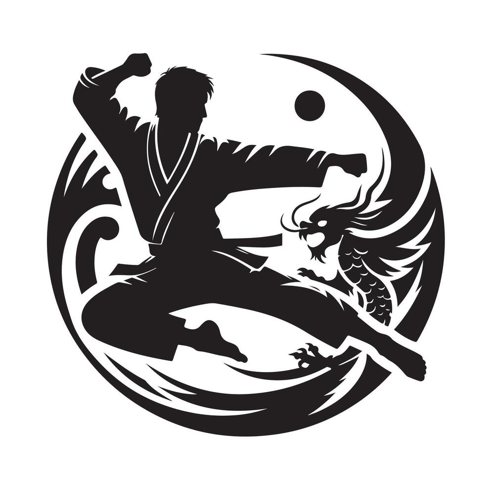 Set of Martial Arts Silhouette Design vector