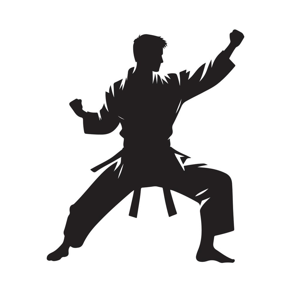 Set of Martial Arts Silhouette Design vector