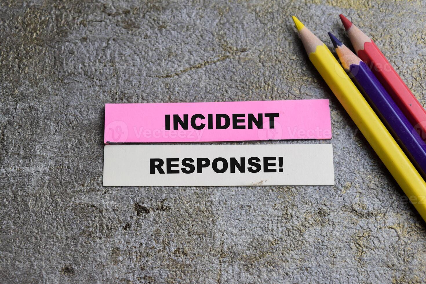 Concept of Incident Response write on sticky notes isolated on Wooden Table. photo