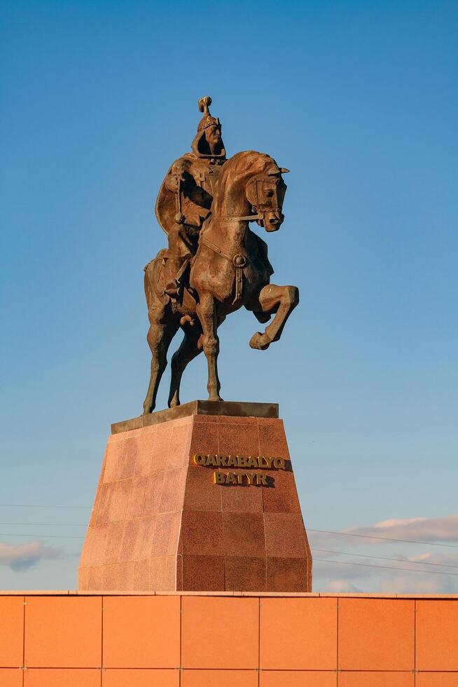 Kazakhstan, Karabalyk village, 01 July 2024. Monument in honor of the 550th anniversary of Kazakh Khanate photo