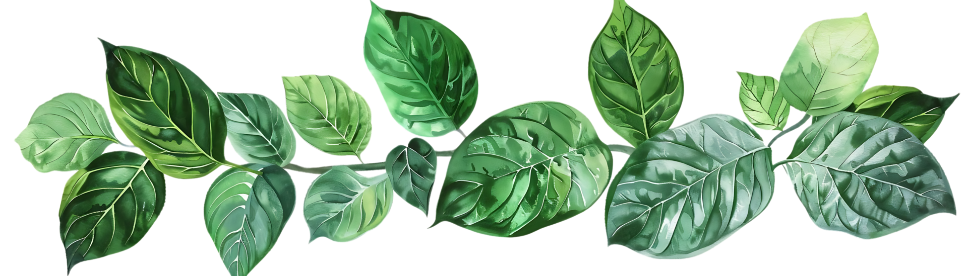 Green Watercolor Leaf Illustration png