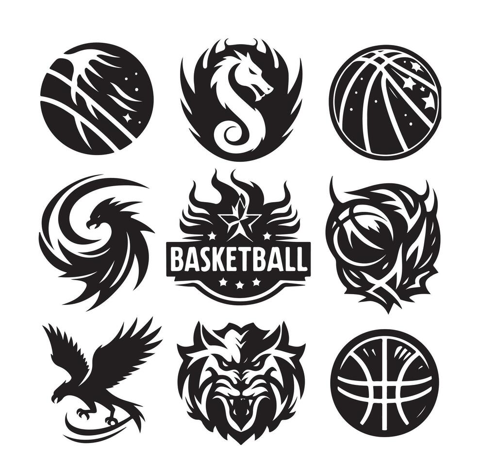 Basketball logo design set template simple style design vector