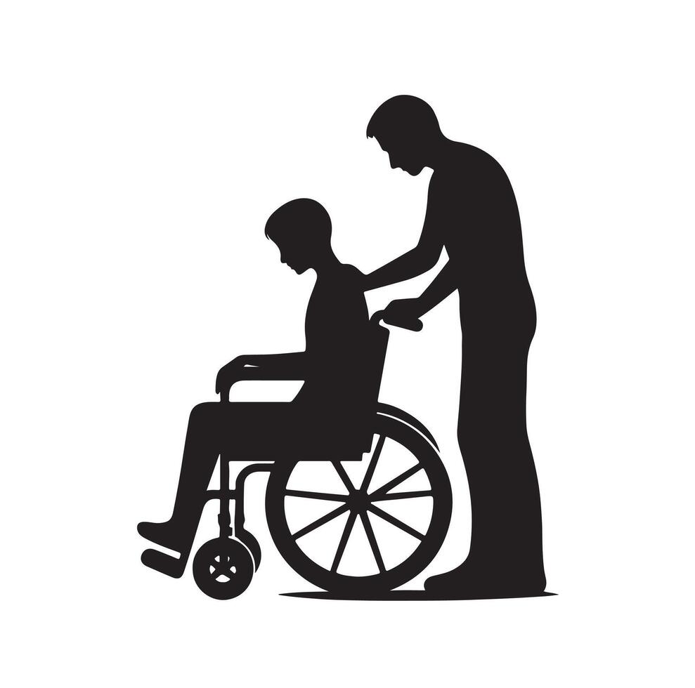 silhouette of people with disabilities a white background. vector