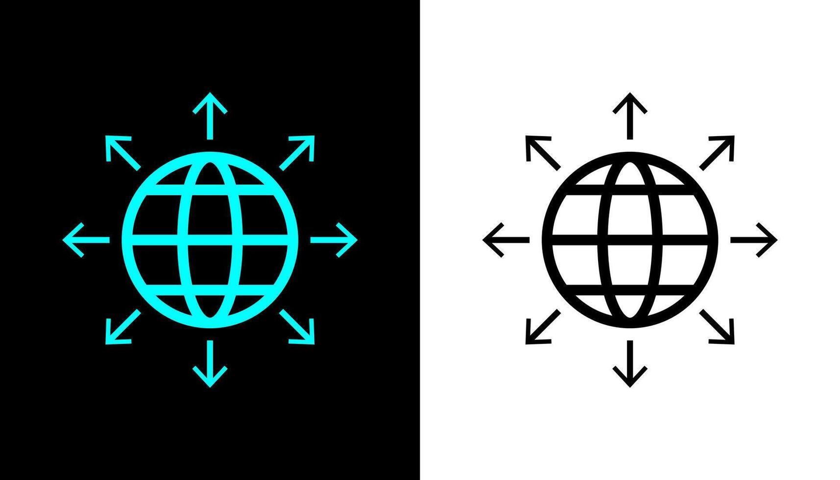 World expansion globe line symbol with arrows. vector
