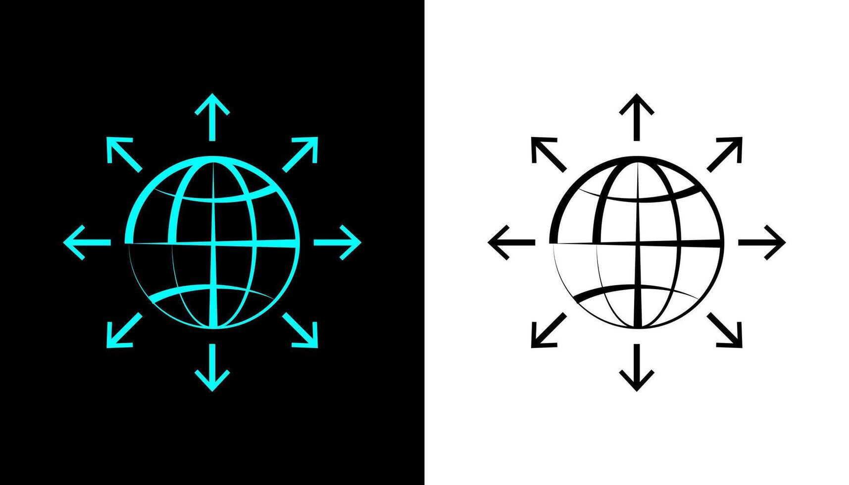 World expansion globe line symbol with arrows. vector