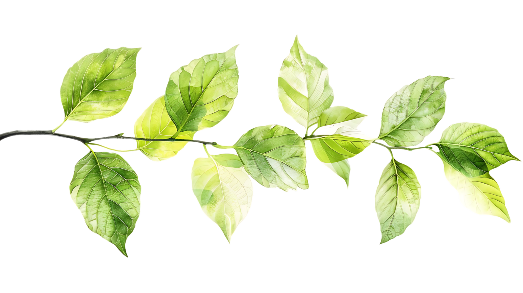 Green Leaf Branch Watercolor Illustration png