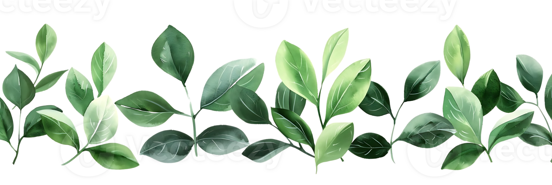 Watercolor Green Leaves Seamless Pattern Illustration png