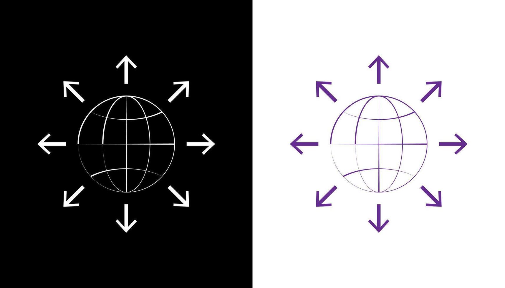 World expansion globe line symbol with arrows. vector