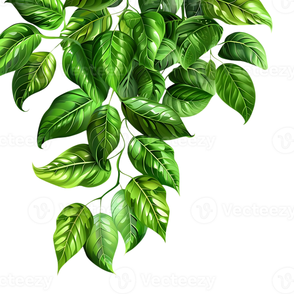 Green Leaves Illustration - Branch of Lush Foliage png